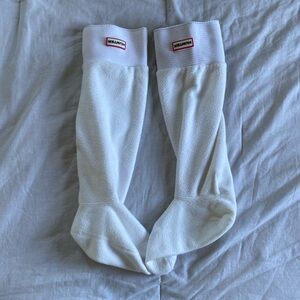 Hunter White Knee-High Logo Socks